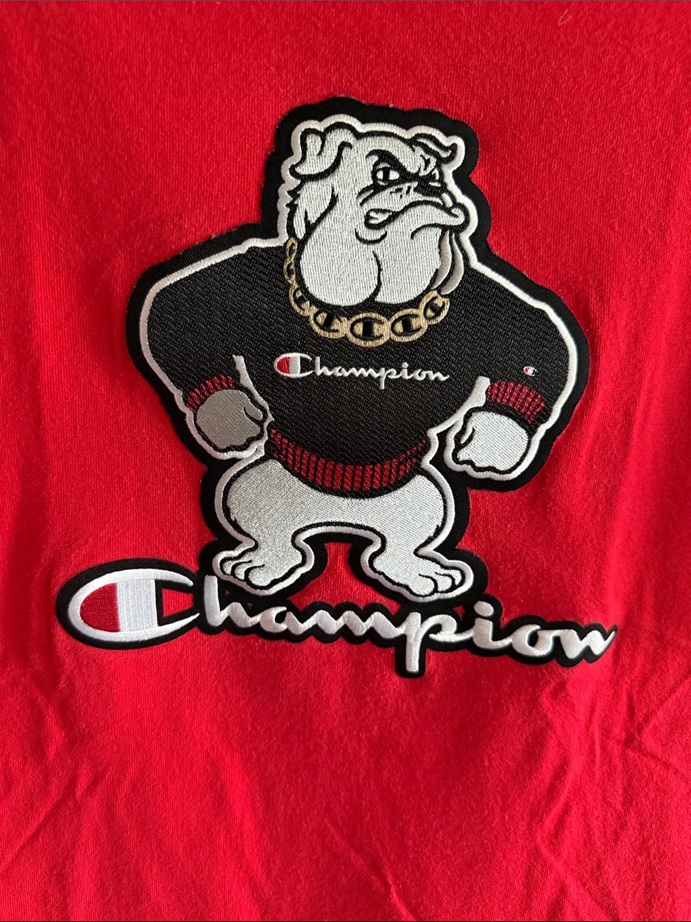 Champion Red Short-Sleeve T-Shirt with Bulldog Graphic - Picture 3 of 5
